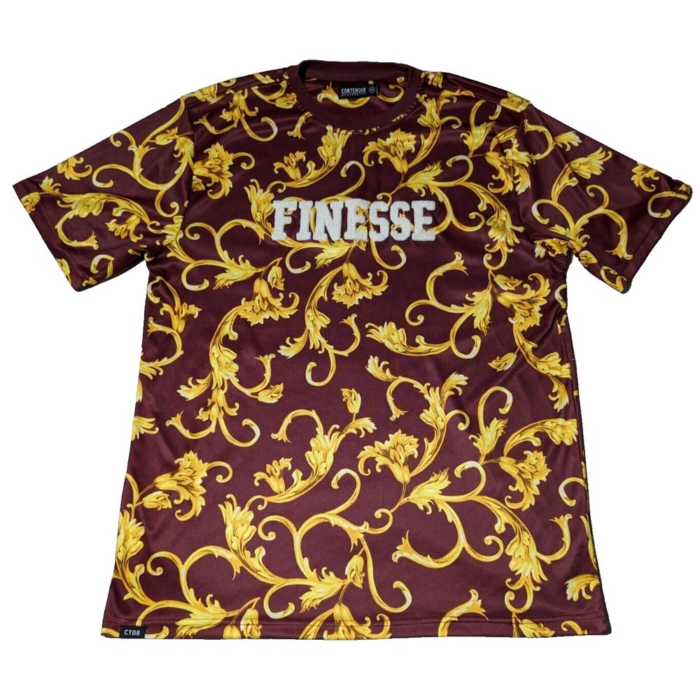 CONTENDER FINESSE Men 3XL (Actual XL) Burgundy Yellow AOP‎  T-Shirt READ